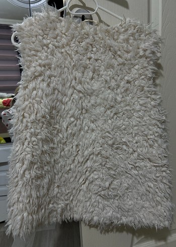 Beyaz Kürk Detaylı Yün Kız çocuk Yelek - Görsel 2