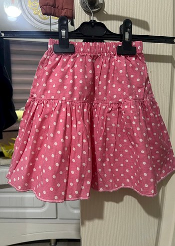 Puantiyeli Pembe Fırfırlı Kız Eteği - Görsel 3