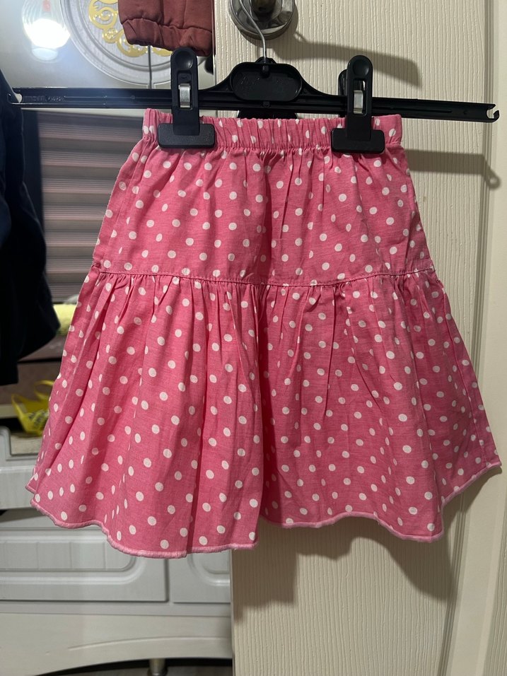 Puantiyeli Pembe Fırfırlı Kız Eteği - Görsel 2