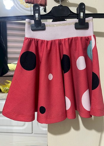 Puantiyeli Pembe Kız Çocuk Etek - Görsel 2