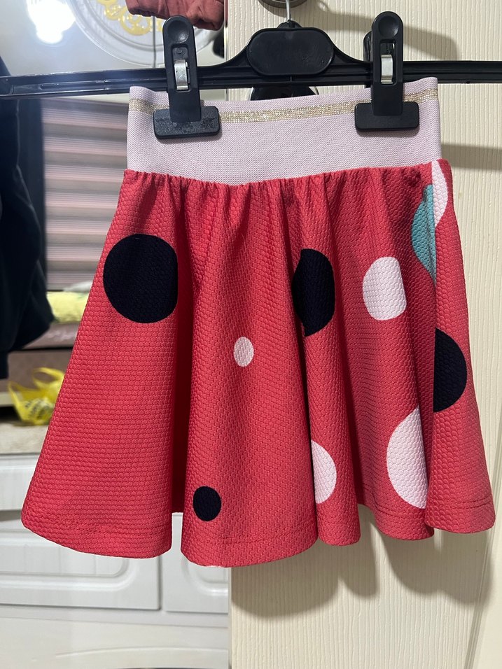 Puantiyeli Pembe Kız Çocuk Etek - Görsel 2