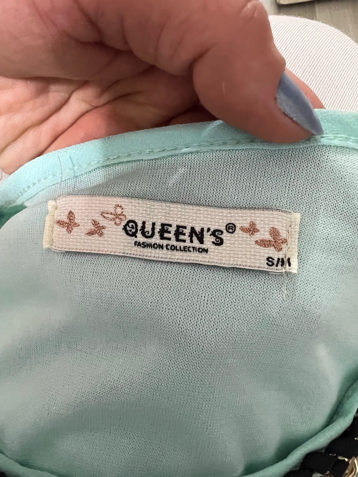 Zincir Detaylı Turkuaz Elbise - Görsel 3