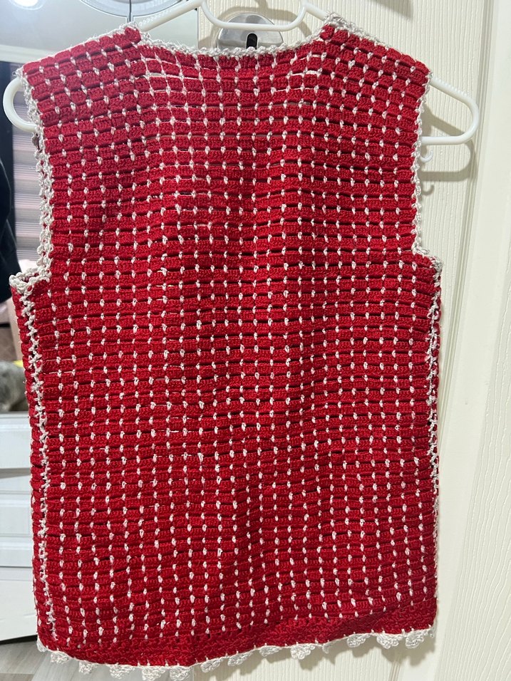 Kırmızı Örgü Kız çocuk Yelek V Yakalı - Görsel 2