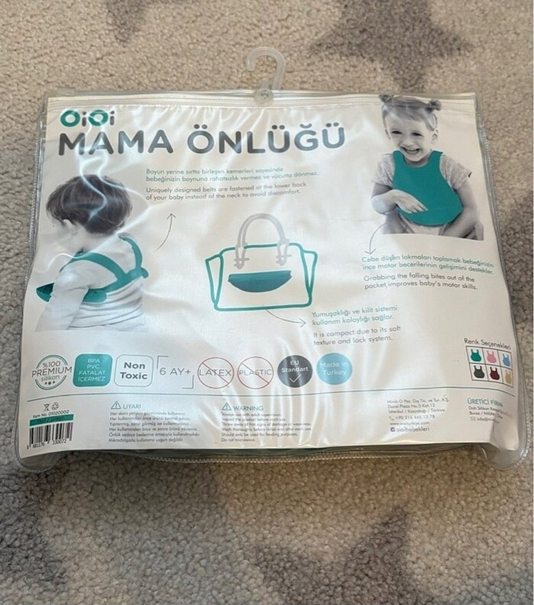 Turkuaz Baskılı Bebek Mama Önlüğü 6 Ay - Görsel 2