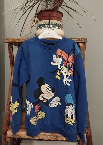 Mavi Pamuklu Uzun Kollu Erkek Sweatshirt