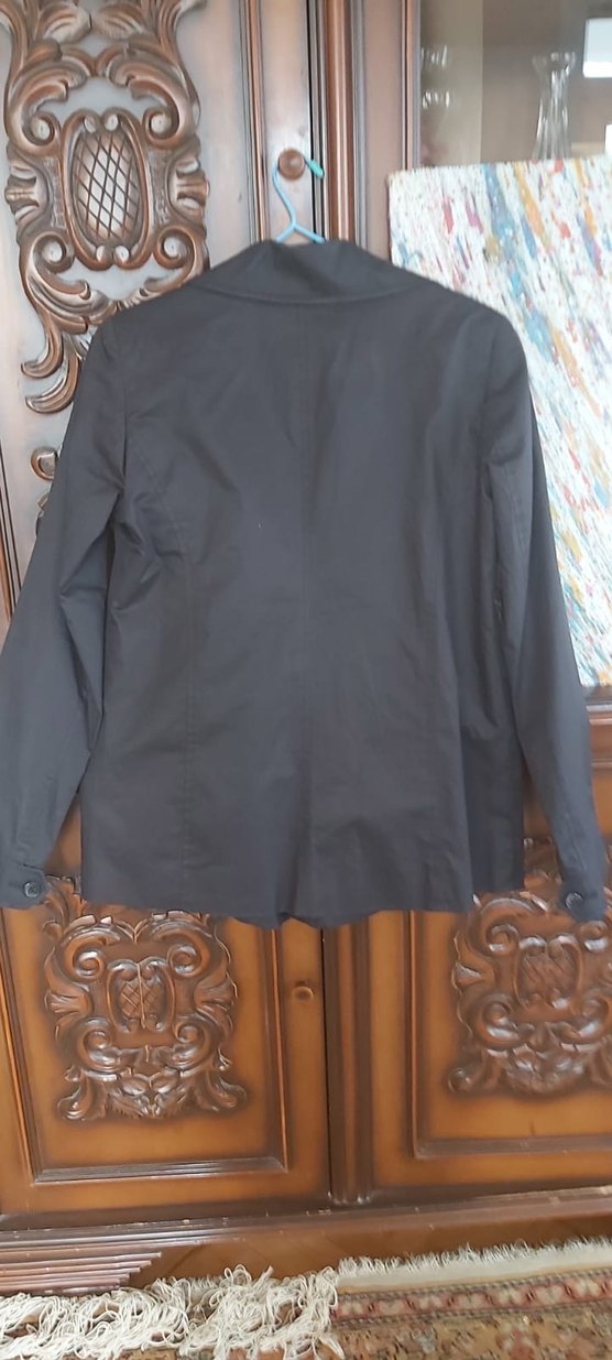 Kadın Siyah Midi Ceket Fırfırlı - Görsel 5