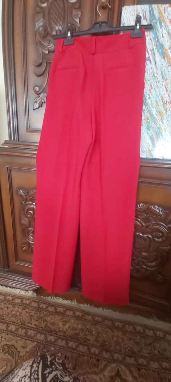 Çiğdem Collection  kirmizi  Kumaş pantolon - Görsel 4