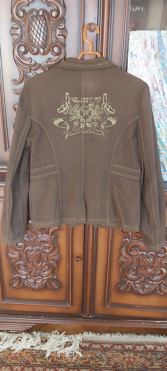 Düğmeli Kahverengi Kadın Blazer Ceket - Görsel 2