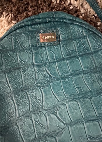 Turkuaz Deri Yılan Desenli Yuvarlak Çanta - Görsel 2