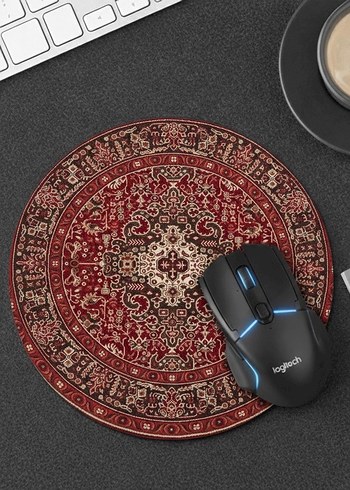 Kırmızı Halı Desenli Yuvarlak Mouse Pad - Görsel 2