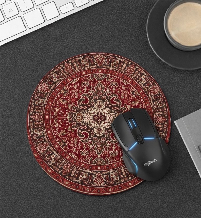 Kırmızı Halı Desenli Yuvarlak Mouse Pad - Görsel 2