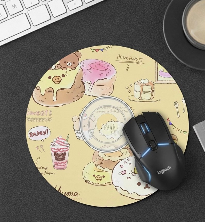 Donut & Ayıcık Desenli Cute Pinterest Mouse Pad  - Görsel 2