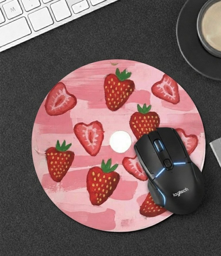 Çilek plak desenli pinterest cute pembe mousepad - Görsel 2