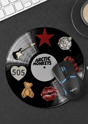 Arctic Monkeys Plak Temalı Yuvarlak Siyah Mouse Pad - Görsel 2