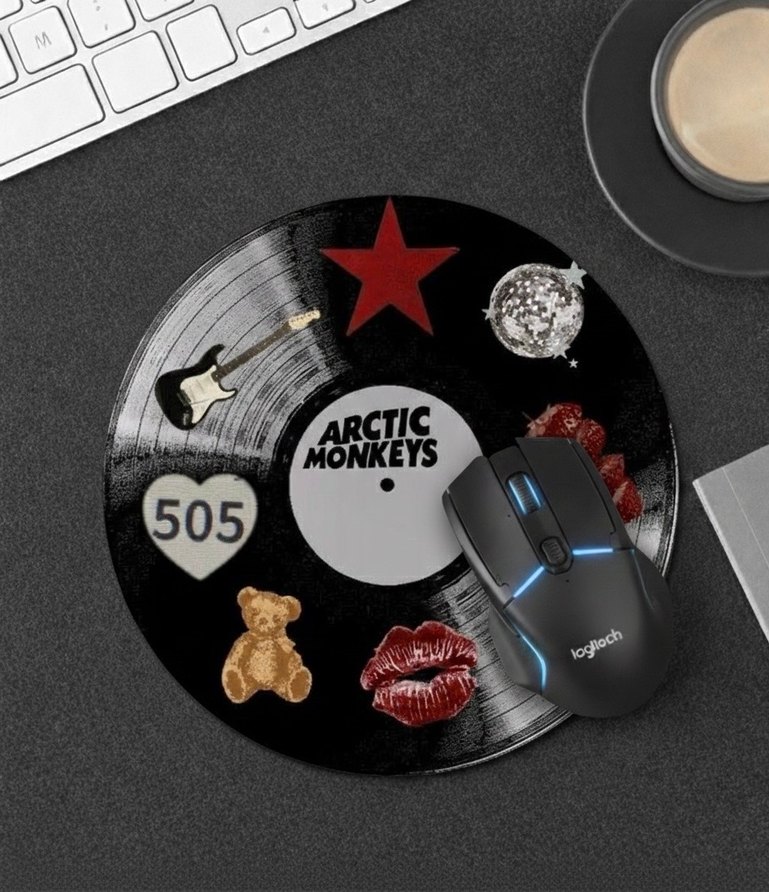 Arctic Monkeys Plak Temalı Yuvarlak Siyah Mouse Pad - Görsel 2
