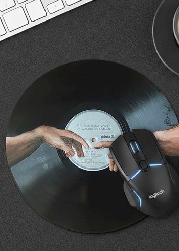 Siyah Plak Desenli Yuvarlak Mouse Pad - Görsel 2