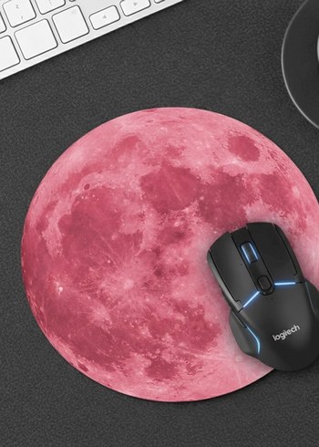 Pembe Dolunay Tasarımlı Pinterest Aesthetic 
Desenli Mouse Pad - Görsel 2