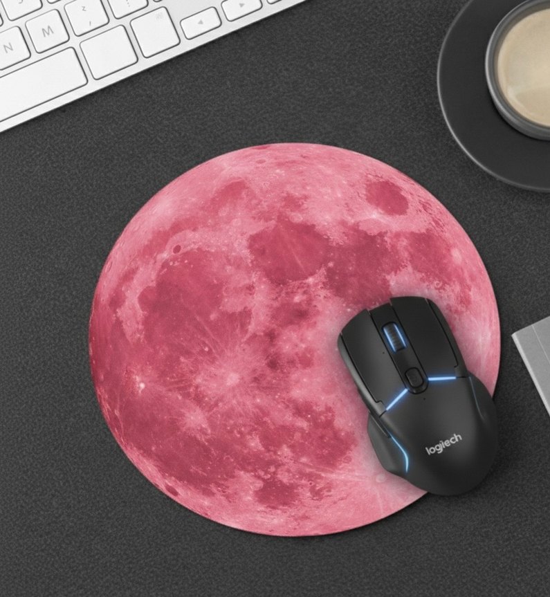 Pembe Dolunay Tasarımlı Pinterest Aesthetic 
Desenli Mouse Pad - Görsel 2