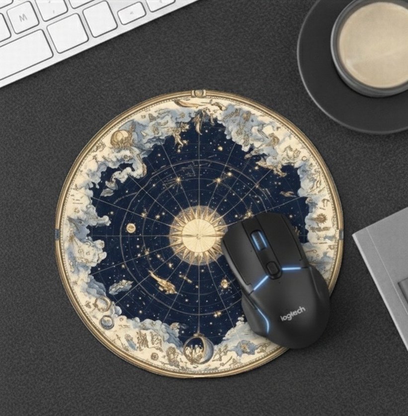 Dolunay & Kozmik Harita Tasarımlı Aesthetic Mouse Pad - Görsel 2