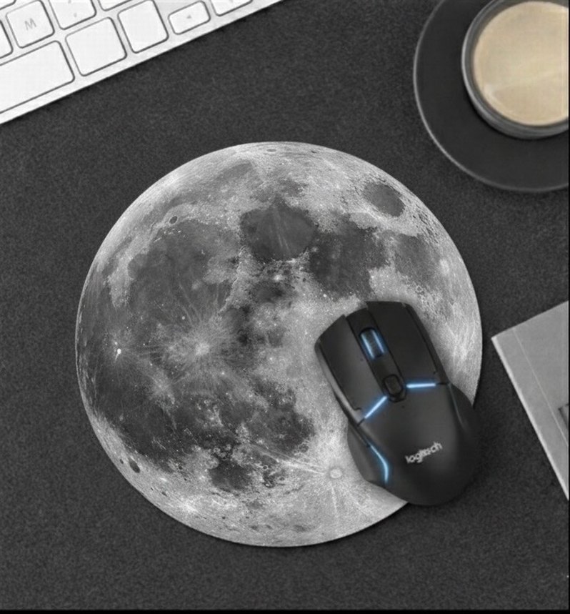 Ay Desenli Siyah Mouse Pad - Görsel 2