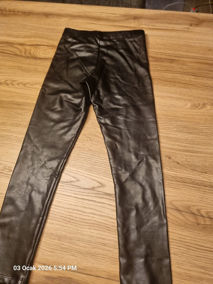 kiz cocuk siyah Deri Biker Tayt - Görsel 2