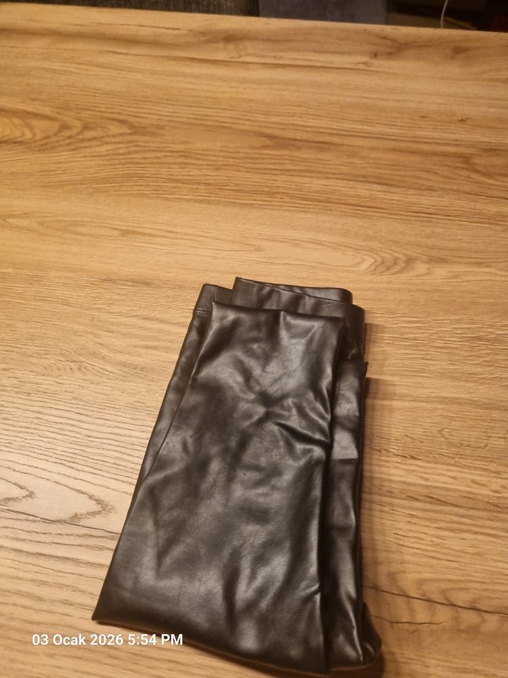 kiz cocuk siyah Deri Biker Tayt - Görsel 4