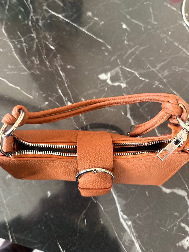 Kahverengi Deri Tokalı Kadın Çanta - Görsel 3