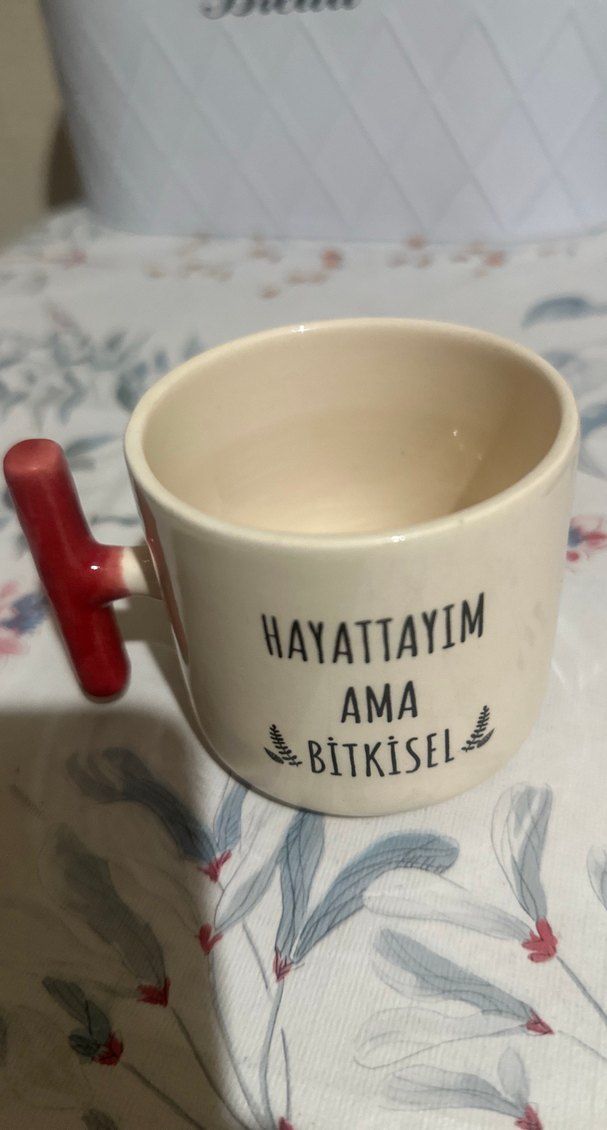 Kırmızı Kulplu krem bardak - Görsel 2