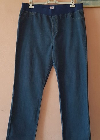 52 Beden Kadın Lacivert Kemerli Regular Fit Midi Kot Pantolon