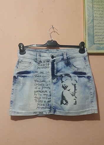 38 Beden mavi Renk #jean mini etek
