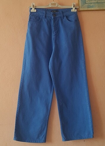 Zara #mavi renk bol paça kumaş pantolon