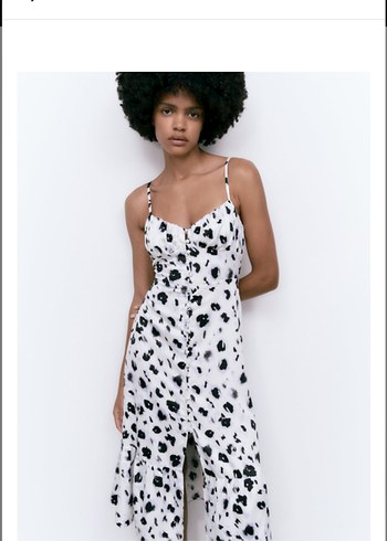 Zara Desenli Midi Elbise