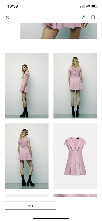 Zara Zara pembe pileli kısa elbise