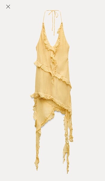 Zara fırfırlı ve pileli asimetrik elbise