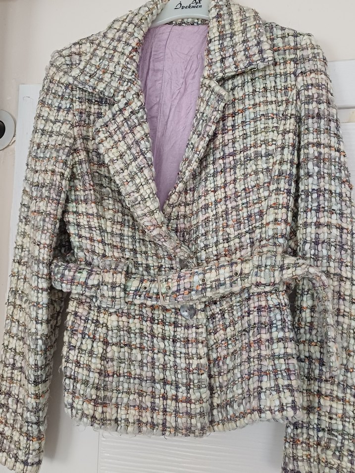 Düğmeli Pastel Renkli Kadın Ceket - Görsel 4