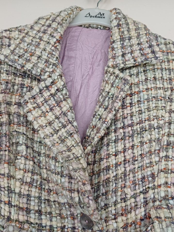 Düğmeli Pastel Renkli Kadın Ceket - Görsel 3