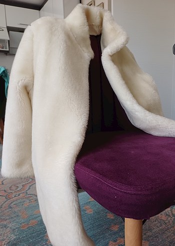 Beyaz Kürk Kadın Mont - Görsel 5
