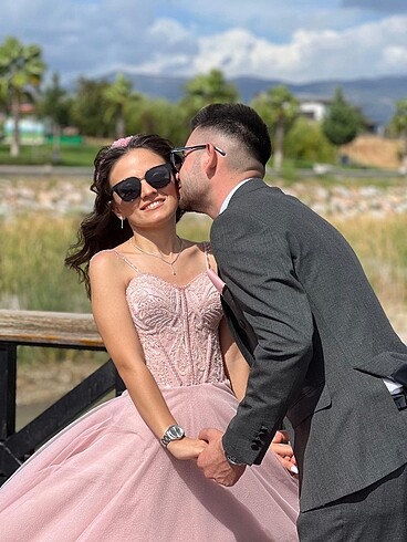 36 Beden pembe Renk Helen model nişanlık