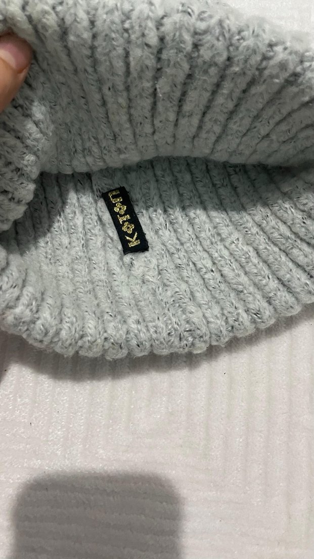 Gri Örgü Kadın Bere Ponponlu - Görsel 2