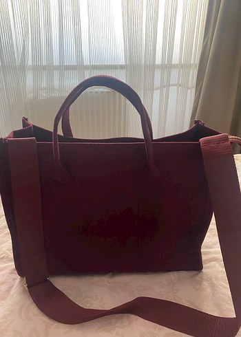 Bordo Süet Kadın Bohem El Çantası - Görsel 2