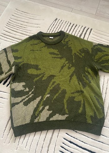 Kadın Haki Kamuflaj Örgü Kazak - Görsel 2