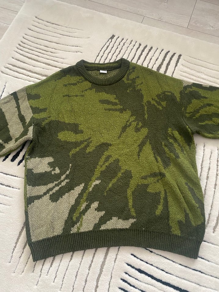 Kadın Haki Kamuflaj Örgü Kazak - Görsel 2