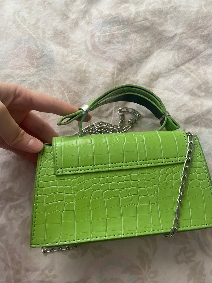 Yeşil Parlak Deri Kadın Çanta - Görsel 2