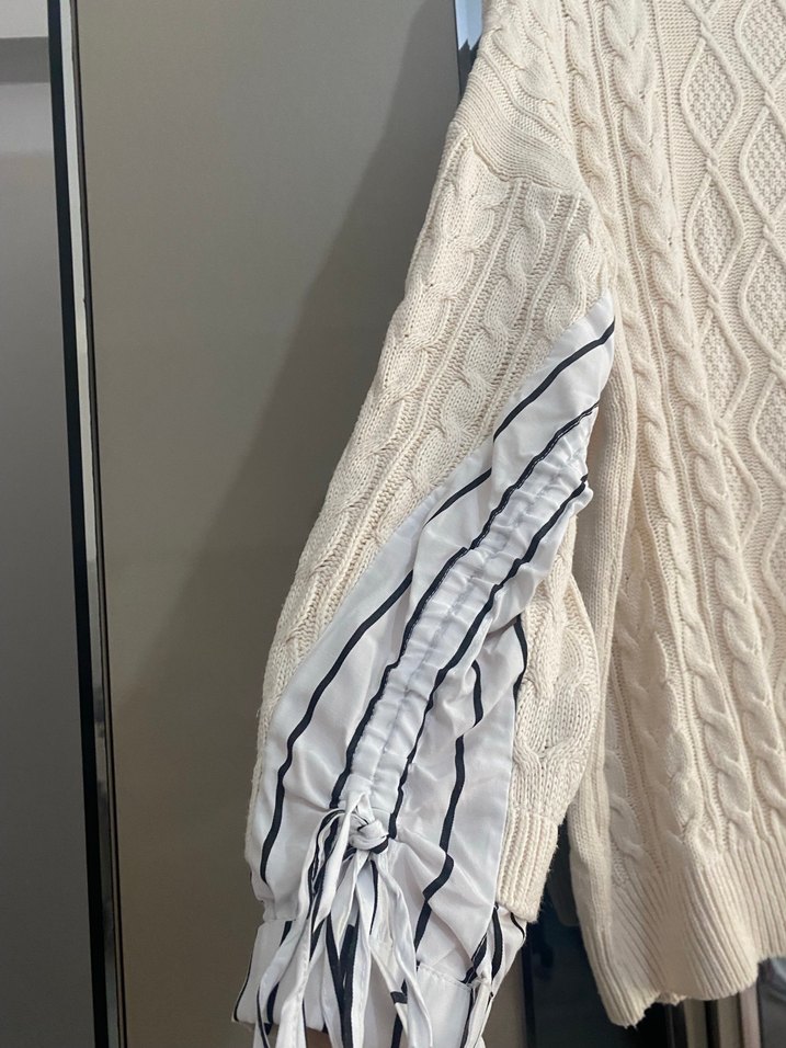 Krem Örgü Salaş Kadın Triko - Görsel 2