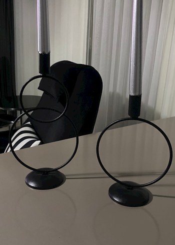 Siyah Metal Çember Mumluk Seti - Görsel 2