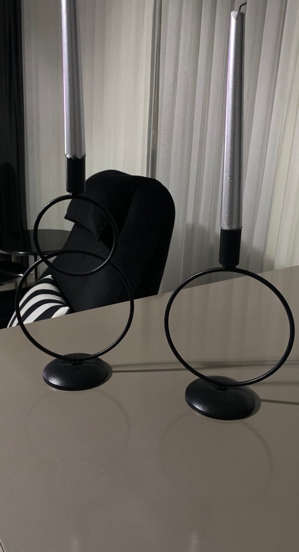 Siyah Metal Çember Mumluk Seti - Görsel 2