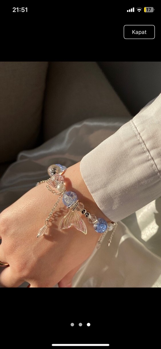 Mavi Boncuklu Minimalist Bileklik - Görsel 2