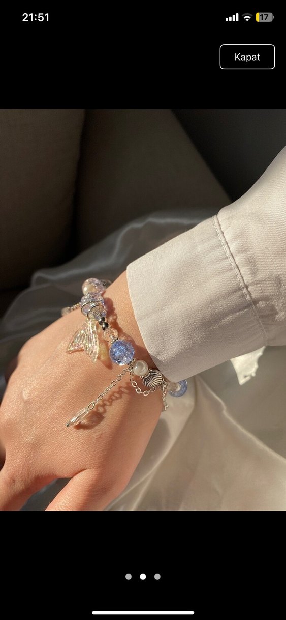 Mavi Boncuklu Minimalist Bileklik - Görsel 3