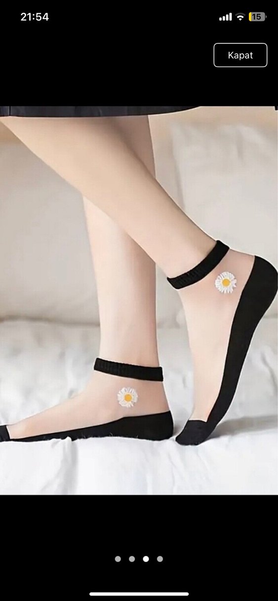 Nakışlı Pamuklu Kız Çorabı Seti - Görsel 2