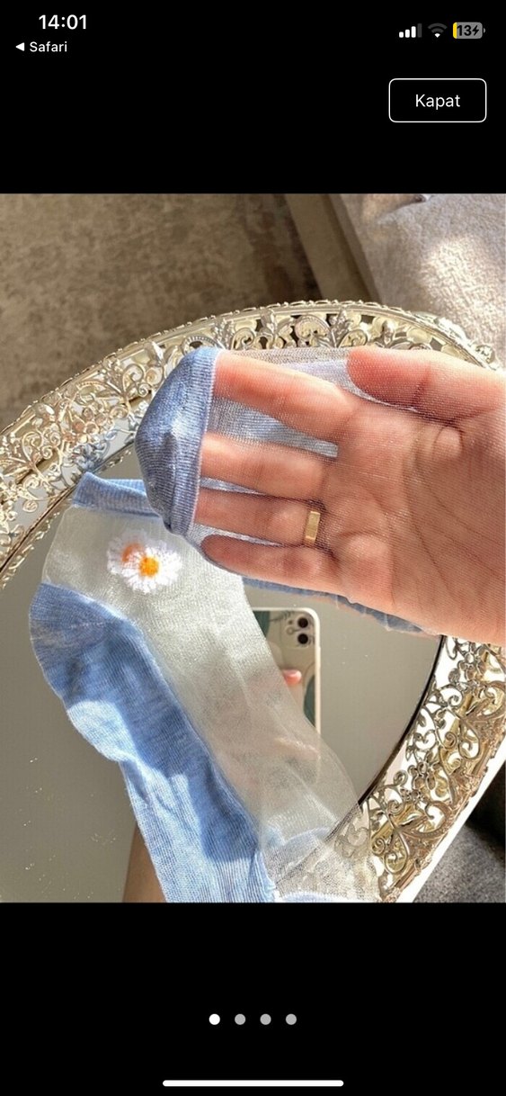 Mavi Nakışlı Dantel Kız Eldiveni - Görsel 3